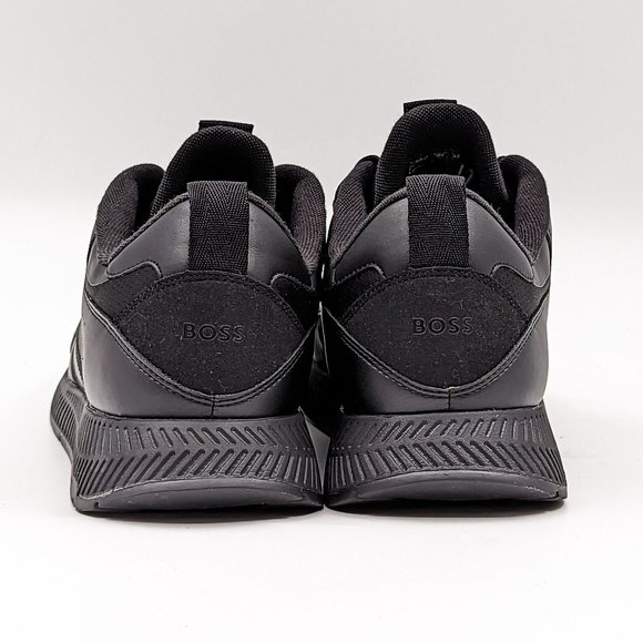 BOSS Men Panelle low-top Black Leather Athletic Lace up sneakers sz 11US EUR 44 - Picture 7 of 11